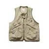 Chaleco de Trabajo Funcional Retro Estilo Japonés Primavera y Otoño Exterior Montaña Multibolsillos Sin Mangas Chaleco Chaqueta Top Unisex