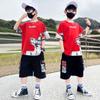 Roupas Infantis Meninos Terno de Verão 2024 Novo Médio e Grande Kidsren's Thin Roupas de Verão Meninos Manga Curta Rua Bonita