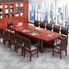 Mesa de reuniones larga, muebles de oficina, mesa de reuniones grande de piel, mesa de sala de reuniones ovalada con silla, mesa de negociación combinada