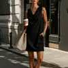 2026 Nuevo Vestido Cruzado Europeo y Americano para Sitio Independiente de Amazon sin Mangas Ajustado con Cuello Oscilante