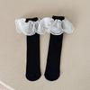 Meias de Meia-Panturrilha para Meninas de Primavera e Outono, Meias Largas com Bordado em Tecido, Renda Grande, Meias de Princesa Fofas e Estilosas, Respiráveis e Absorventes, Atacado