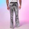 Transfronterizo 2025 Comercio Exterior Verano Nuevo Estilo Europeo y Americano Pantalones de Lentejuelas Plateados Acampanados Performance de Escenario Pantalones Casuales