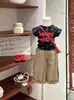 Conjunto Infantil Roupas de Verão 2026 Estilo Coreano Novidades Meninos e Meninas Estilo Doce Cool Estampa de Estrela Manga Curta Calça Harem de Algodão Conjunto de Duas Peças