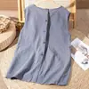 Camisola Feminina de Algodão e Linho, Top Artístico Retrô de Algodão e Linho, Casual Versátil Emagrecedor 2025 Novo Solto Emagrecedor