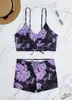 Traje de baño de dos piezas dividido multicolor con tirante plano para el hombro, bikini, 2025, comercio transfronterizo, fabricantes de impresión de Europa y Estados Unidos, venta al por mayor