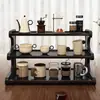 Estante para tazas de agua y tazas de té, organizador de juego de té, estante de almacenamiento de escritorio, estante para tazas, estante de almacenamiento multicapa para encimera