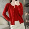 Primavera 2026 Nuevo Estilo Suéter de Lana Cárdigan para Mujer Color Sólido Camisola Tejida Conjunto de Dos Piezas Traje Sencillo
