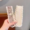 Pegatina de Flequillo de Velcro para Niñas Peine Organizador Domador de Cabello Rebelde a Cuadros Color Café con Leche Pinza para Cabello de Bebé Accesorios para el Cabello