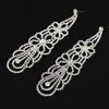 Novos Brincos Longos Flor de Strass Corrente Garra Moda Tendência Estilo Coreano Brincos de Tarraxa Exagerados Venda por Atacado E214