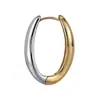 Pendientes de Aro Metálicos Bicolor Únicos con Pasador de Plata de Ley S925, Estilo Nuevo, Lujo Ligero, Sensación de Alta Gama, Aros Lisos Elegantes, Hermosos Aros para Orejas