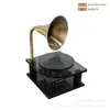Toca-discos fonógrafo retrô de luxo leve, ornamentos de cristal, modelo de sala, entrada de casa de temporada, sala de estar, decoração suave para casa, decoração de casa