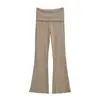 Pantalones Largos de Estilo Americano con Cintura Plegable y Micro-Campana para Mujer, Nuevo 2026 Vintage Chica Popular de Tiro Alto Ajustados Rectos Hasta el Suelo
