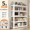 Prateleira de Armazenamento para Cozinha Espessada de Chão Multicamadas Doméstica para Micro-ondas Prateleira de Armazenamento Multifuncional Prateleira Integrada para Panelas e Forno