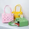 Bolsa de Playa Eva Bolso de Mano para Exteriores Europeo y Americano Se Puede Personalizar DIY con Accesorios, Bolsa Perforada, Estilo Coreano Bolsa Impermeable de Verano para Natación