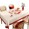Toalha de Mesa de Ano Novo em Vermelho, Festiva, Sem Lavar, Luxo Leve, Toalha de Mesa de Alta Qualidade, À Prova d'Água e de Óleo, Sensação de Luxo, Toalha de Mesa com o Personagem '', Toalha de Mesa de Centro