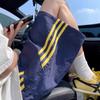 Shorts Esportivos Color Block de Três Listras Masculino Tendência High Street Secagem Rápida Perna Larga Comprimento no Joelho Outdoor Jovem Casual