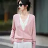 Cárdigan de punto fino para mujer con diseño francés, chaqueta tipo dos piezas con bloques de color, nuevo suéter básico otoño/invierno 2026