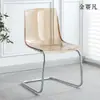 Silla Transparente de Diseñador de Moda Silla de Acrílico con Respaldo de Isla Silla de Comedor Silla Simple de Moda Vintage para el Hogar