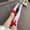 Medias de Navidad para Enamorados de Caña Alta con Estampado de Corazones y Lazo Rojo, Medias Ultra-delgadas de Pierna Larga hasta la Rodilla, Medias para Mujer