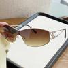 Gafas de sol metálicas europeas y americanas de una sola pieza estilo Chanel para mujer, Selección de influencers de Xiaohongshu, Gafas de sol retro con pedrería, Transfronterizo
