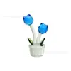 Artesanías de Cristal Tulipán Rosa Flor Eterna Artificial Decoración de Flores para Escritorio del Hogar Regalo para Niñas Amazon