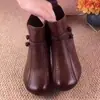 Botines retro de estilo étnico para mujer, nueva colección otoño/invierno 2026, botines de algodón con tacón grueso, punta redonda, piel suave, cálidos, adecuados para mujeres de mediana edad y mayores, y cómodos para madres