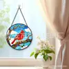 Colgante de Cristal de Pájaro Rojo sobre Rama Adorno Colgante de Cristal para Decoración de Ventana del Hogar Jardín Atrapasoles