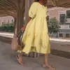 Vestido Casual Feminino Amazon de Comprimento Médio, Manga Longa, Xadrez, com Babados, Soltinho e para Festa, Comprimento até o Meio da Panturrilha