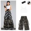 Roupas de Performance Hiphop para Meninas de Jazz Dança Roupas de Treino para Meninas Calças Camufladas Colete Traje Hiphop Tendência para Crianças