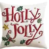 Funda de Almohada con Estampado de Letras Rojas y Blancas de Muñeco de Nieve y Árbol de Navidad, Funda de Cojín Cuadrada Extraíble y Lavable, Decoración Festiva de Invierno para Sofá