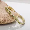 Pulsera de Tenis de Zirconia Verde Oliva de Alta Gama Francesa, Pulsera Geométrica Cuadrada de Lujo Ligero de Moda Estilo Bosque Unisex