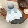 Pantalones vaqueros lavados de estilo coreano para niños, con color degradado, diseño de costura 3D, cintura elástica, versátiles pantalones cargo de pierna ancha
