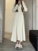 Vestido de Malha para Usar por Baixo para Mulheres na Primavera e Outono Novo Estilo Estilo Suave Afina a Cintura Suéter Interno Saia Longa