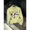 Suéter pullover amarelo estilo coreano para mulheres, outono, modelagem solta, top de tricô casual e macio