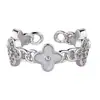 Anillo Abierto de Trébol de la Suerte con Diamantes Completos de Venta Caliente en Tiktok para Mujeres, Estilo Europeo y Americano, Lujo Ligero Ins, Anillo que no se decolora