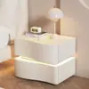 Mesa de Cabeceira Estilo Creme 2026 Novo Modelo Quarto Criativo Casa Moderna Simples High-End Madeira Maciça Armazenamento de Cabeceira Novo Tipo