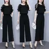 Traje Casual de Encaje Transfronterizo para Mujer 2026 Nueva Moda de Verano Juvenil Elegante Pantalones Acortados Conjunto de Dos Piezas Venta al por Mayor