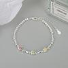 Caraini plata s925 estilo frío cuentas redondas pulsera de esmalte de bambú plata esterlina estilo ins pulsera de cuentas al por mayor