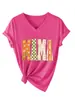 Amazon eBay sitio independiente moda casual elegante mujer floral cuello en V manga corta camiseta camisa base para comercio exterior