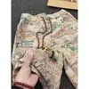 Pantalones Cortos de Punto con Estampado Retro Graffiti Cruzados para Hombre Verano Diseño de Nicho Capri Sueltos Casuales Pantalones Cortos de Playa para Hombre
