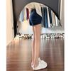 Shorts Jeans Retrô Azul Escuro para Mulheres Nova Coleção Primavera e Verão 2025 Cintura Alta Soltos Efeito Emagrecedor Reto Linha A Hot Pants para Pessoas Baixas