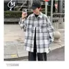 Camisa xadrez fina, moderna, estilo japonês, para meninos, de manga comprida, nova coleção primavera/outono 2026, camisa masculina e peça de sobrepor