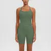 Ropa Deportiva Transfronteriza Europea y Americana Fitness Camiseta sin Mangas de Tirantes Finos Alta Elasticidad Transpirable Levantamiento de Glúteos Pantalones Cortos de Running Conjunto de Traje de Yoga para Mujer