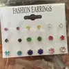 B090 Brincos Explosivos Simples Europeus e Americanos AliExpress Conjunto de 9 Peças com Diamante Redondo Pérola Conjunto de Nove Peças
