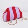 Bolso de Mano de Punto Rayado, Bolso de Mahjong, Versátil Portátil para el Día a Día, Tejido con Clip de Almacenamiento, Bolsa de Maquillaje, Gran Capacidad