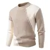 2026 Suéter de Tricô Gola Redonda Masculino Outono/Inverno Transfronteiriço Malha Moda Tendência Bloco de Cores Espessado Casual Camisa Base