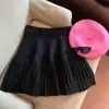 Saia Plissada Elástica de Cintura Alta Nova Outono e Inverno Estilo Simples Feminina Curta que Cobre o Quadril Saia de Malha para Usar por Baixo