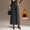 Calças de lã folgadas emagrecedoras de cintura alta nove pontos bootcut femininas 2026 Outono/Inverno Nova Chegada Calças de perna larga retas slim com caimento