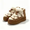 Botas de nieve de felpa con suela gruesa para mujer para otoño e invierno, forradas de forro polar y engrosadas, zapatos de algodón con plataforma que aumentan la altura, adecuados tanto para interiores como para exteriores, zapatos peludos de doble uso
