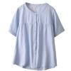 Camisa de Manga Corta de Color Puro Simple y Casual de Nuevo Estilo Verano para Mujer Talla Grande Chica Gorda Versátil Top 7592